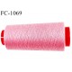 Cone 1000 m fil Polyester n° 120 couleur rose longueur 1000 mètres fil européen bobiné en France certifié oeko tex