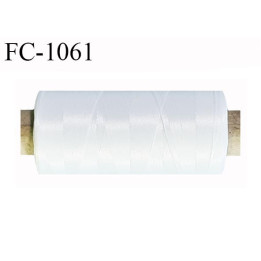 Bobine 500 mètres de fil mousse polyester  fil n° 150 haut de gamme couleur blanc bobiné en France