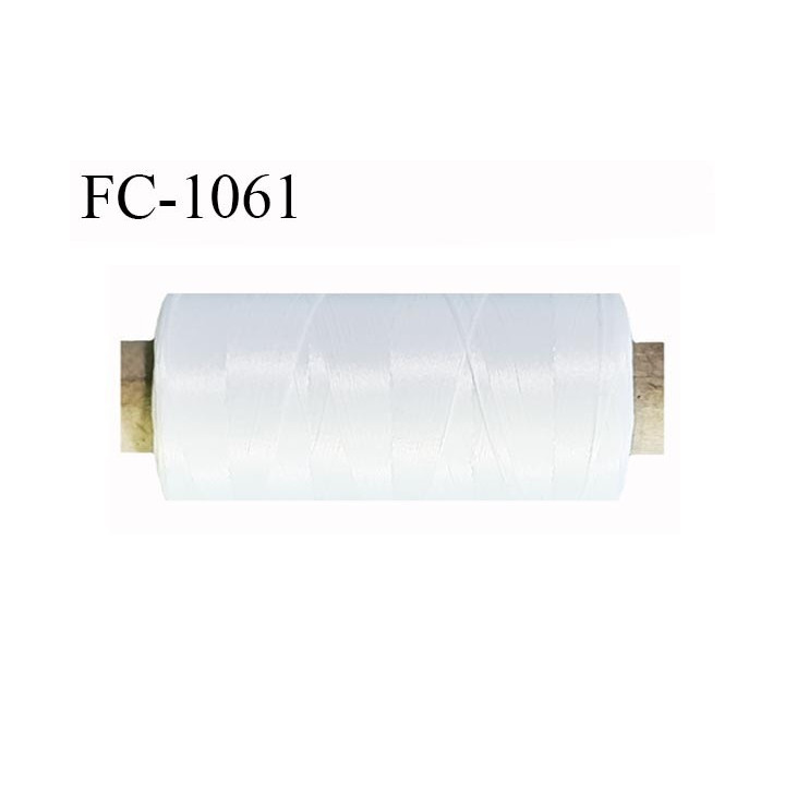 Bobine 500 mètres de fil mousse polyester  fil n° 150 haut de gamme couleur blanc bobiné en France