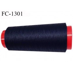 Cone 1000 m fil mousse polyester n° 80 haut de gamme couleur bleu marine foncé longueur du cone 1000 m bobiné en France