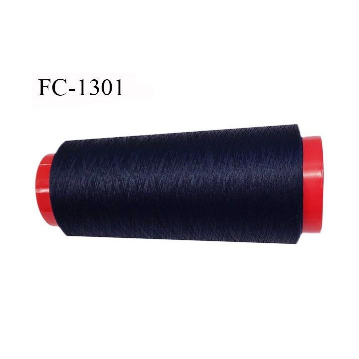 Cone 2000 m fil mousse polyester n° 80 haut de gamme couleur bleu marine foncé longueur du cone 2000 m bobiné en France