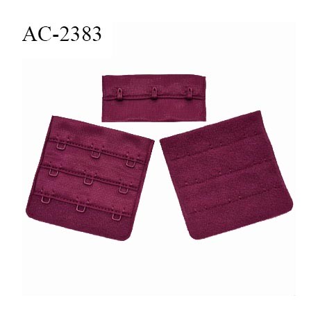 Agrafe 55 mm attache SG haut de gamme couleur bordeaux ou grenat 3 rangées 3 crochets largeur 55 mm hauteur 55 mm prix à l'unité