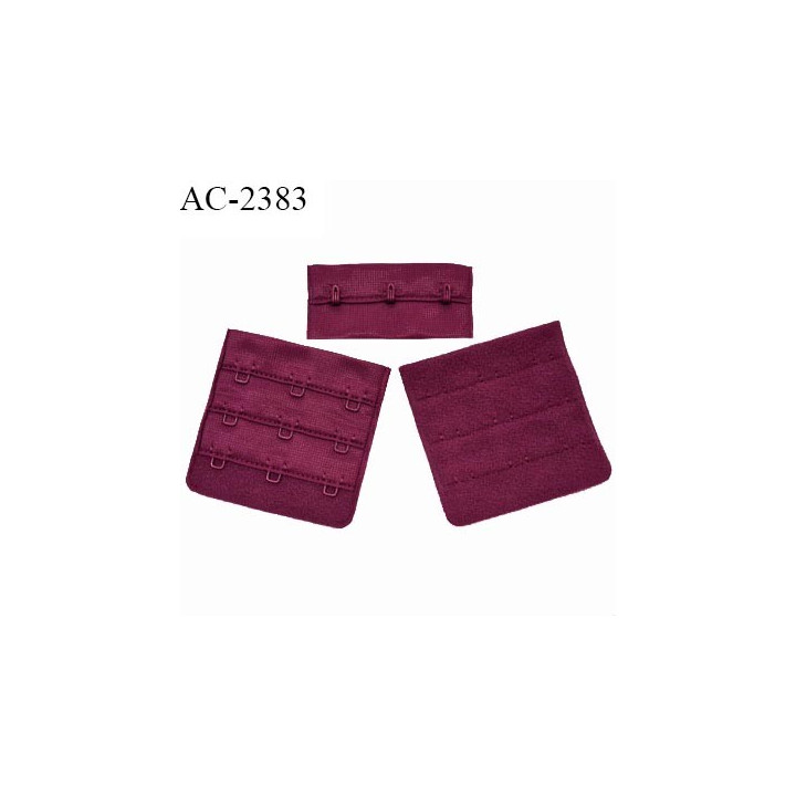 Agrafe 55 mm attache SG haut de gamme couleur bordeaux ou grenat 3 rangées 3 crochets largeur 55 mm hauteur 55 mm prix à l'unité