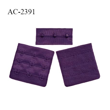 Agrafe 55 mm attache SG haut de gamme couleur violet myrtille 3 rangées 3 crochets largeur 55 mm hauteur 55 mm prix à l'unité