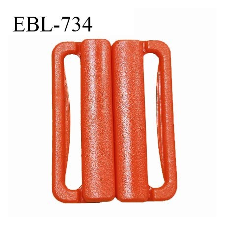 Boucle clip 25 mm attache réglette pvc spécial maillot de bain couleur rouge orangé largeur du passage intérieur 25 mm