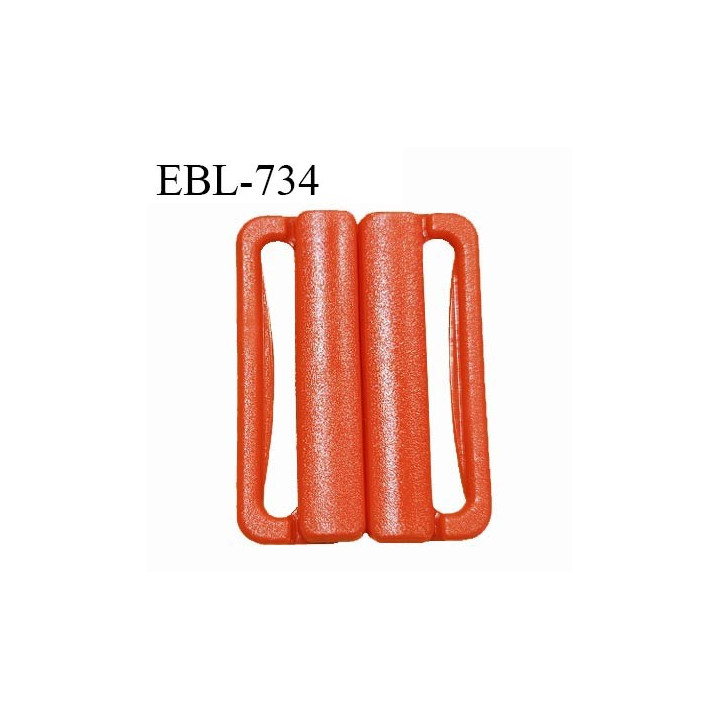 Boucle clip 25 mm attache réglette pvc spécial maillot de bain couleur rouge orangé largeur du passage intérieur 25 mm