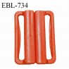 Boucle clip 25 mm attache réglette pvc spécial maillot de bain couleur rouge orangé largeur du passage intérieur 25 mm