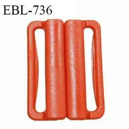 Boucle clip 20 mm attache réglette pvc spécial maillot de bain couleur rouge orangé largeur du passage intérieur 20 mm