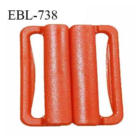 Boucle clip 16 mm attache réglette pvc spécial maillot de bain couleur rouge orangé largeur du passage intérieur 16 mm