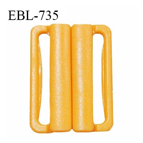 Boucle clip 25 mm attache réglette pvc spécial maillot de bain couleur jaune orangé largeur du passage intérieur 25 mm