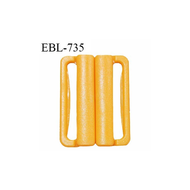 Boucle clip 25 mm attache réglette pvc spécial maillot de bain couleur jaune orangé largeur du passage intérieur 25 mm