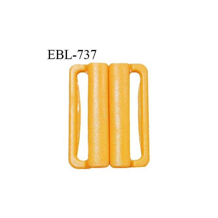 Boucle clip 20 mm attache réglette pvc spécial maillot de bain couleur jaune orangé largeur du passage intérieur 20 mm
