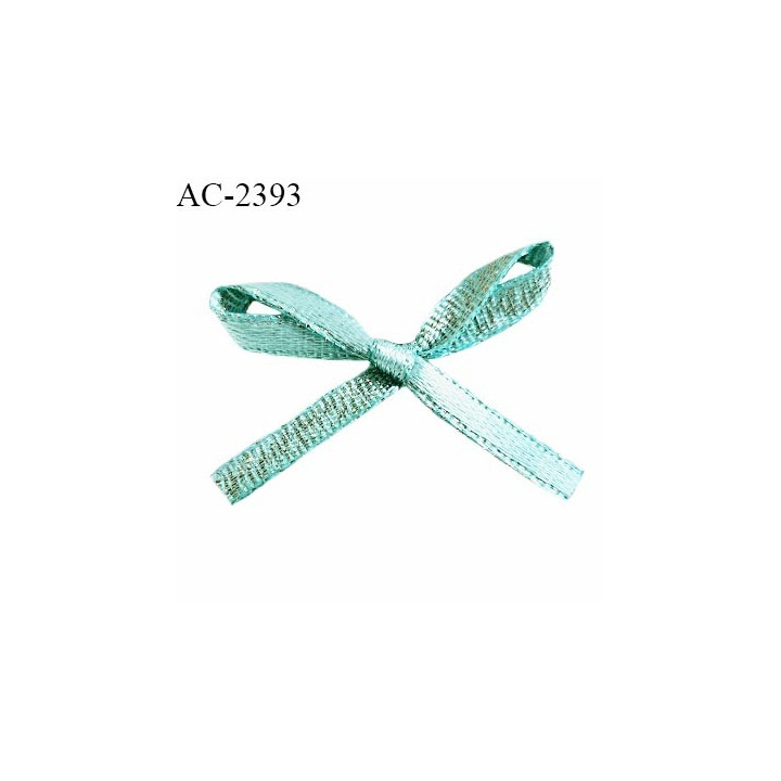 Noeud lingerie 30 mm haut de gamme couleur turquoise et lurex doré largeur 30 mm hauteur 20 mm prix à l'unité