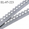 Elastique picot 7 mm lingerie haut de gamme couleur gris largeur 7 mm + 7 mm de picots allongement +100% prix au mètre