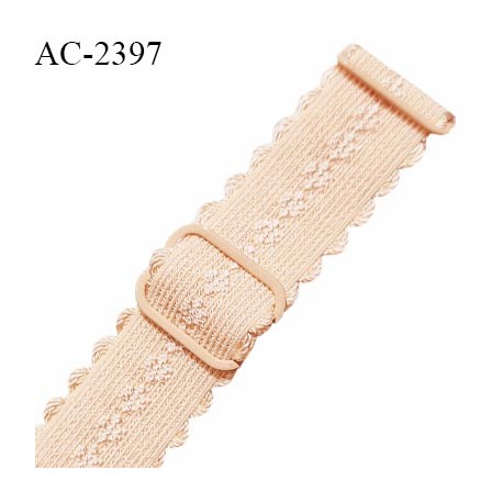 Bretelle lingerie SG 24 mm très haut de gamme couleur chair rosé ou sable doré avec 2 barrettes largeur 24 mm longueur 35 cm