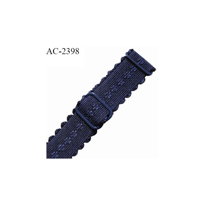 Bretelle lingerie SG 24 mm très haut de gamme couleur bleu marine avec 2 barrettes largeur 24 mm longueur 35 cm