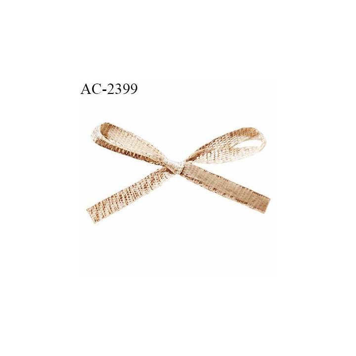 Noeud lingerie 30 mm haut de gamme couleur champagne et lurex doré largeur 30 mm hauteur 20 mm prix à l'unité