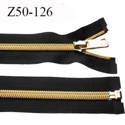 Fermeture zip 50 cm noir séparable avec glissière nylon couleur doré ou or largeur 3.3 cm largeur de la glissière 6 mm
