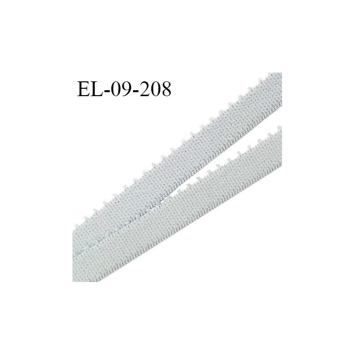 Elastique picot 9 mm lingerie couleur gris cendre largeur 9 mm haut de gamme allongement +190% prix au mètre