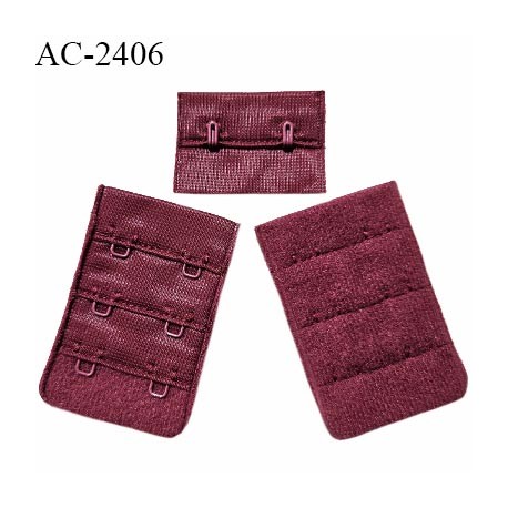 Agrafe 38 mm attache SG haut de gamme couleur bordeaux grenat 3 rangées 2 crochets largeur 38 mm hauteur 57 mm prix à la pièce