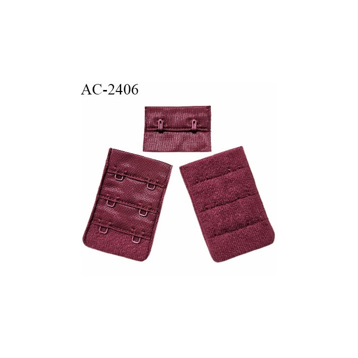 Agrafe 38 mm attache SG haut de gamme couleur bordeaux grenat 3 rangées 2 crochets largeur 38 mm hauteur 57 mm prix à la pièce