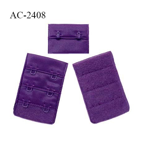 Agrafe 38 mm attache SG haut de gamme couleur violet myrtille 3 rangées 2 crochets largeur 38 mm hauteur 57 mm prix à la pièce