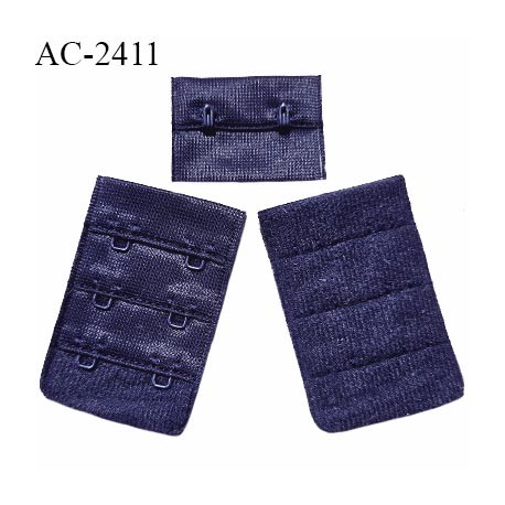 Agrafe 38 mm attache SG haut de gamme couleur bleu nuit 3 rangées 2 crochets largeur 38 mm hauteur 57 mm prix à la pièce