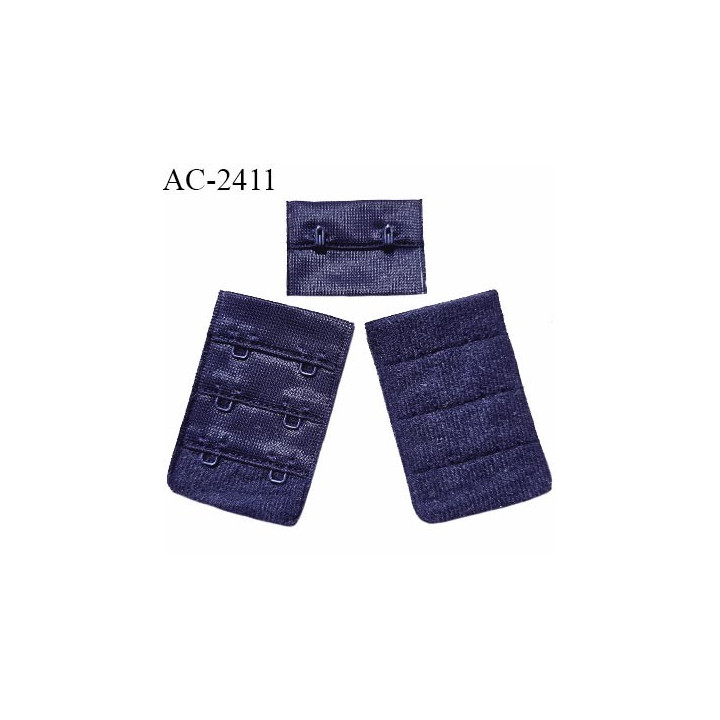 Agrafe 38 mm attache SG haut de gamme couleur bleu nuit 3 rangées 2 crochets largeur 38 mm hauteur 57 mm prix à la pièce