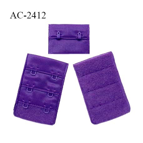 Agrafe 38 mm attache SG haut de gamme couleur violet 3 rangées 2 crochets largeur 38 mm hauteur 57 mm prix à la pièce