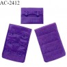 Agrafe 38 mm attache SG haut de gamme couleur violet 3 rangées 2 crochets largeur 38 mm hauteur 57 mm prix à la pièce