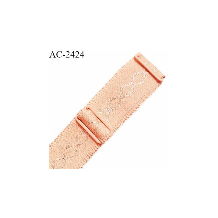 Bretelle lingerie SG 24 mm très haut de gamme couleur pêche avec 2 barrettes largeur 24 mm longueur 32 cm