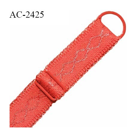 Bretelle lingerie SG 16 mm très haut de gamme couleur rouge orangé avec 1 barrette et 1 anneau prix à l'unité