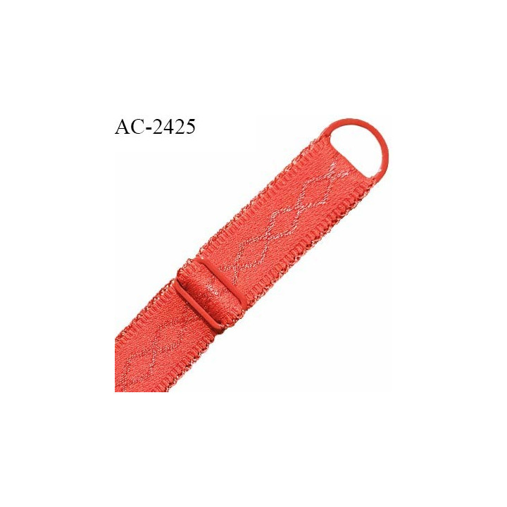 Bretelle lingerie SG 16 mm très haut de gamme couleur rouge orangé avec 1 barrette et 1 anneau prix à l'unité