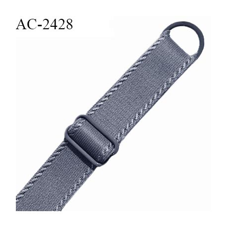 Bretelle lingerie SG 16 mm très haut de gamme couleur gris granit avec 1 barrette et 1 anneau prix à l'unité