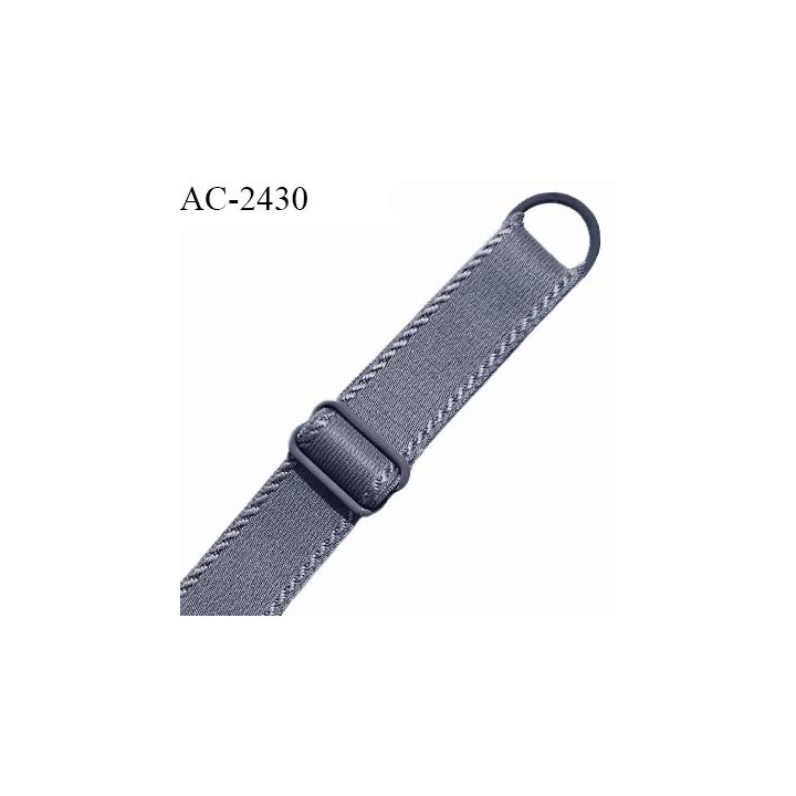Bretelle lingerie SG 19 mm très haut de gamme couleur gris granit avec 1 barrette et 1 anneau prix à l'unité
