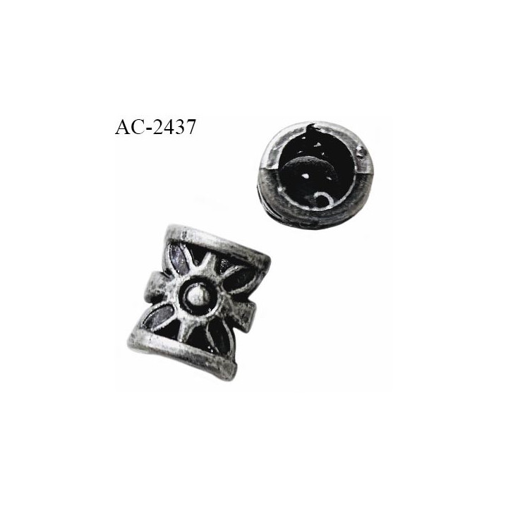 Perle en pvc couleur chrome vieilli longueur 12 mm diamètre extérieur 10 mm diamètre intérieur 6 mm prix à la pièce