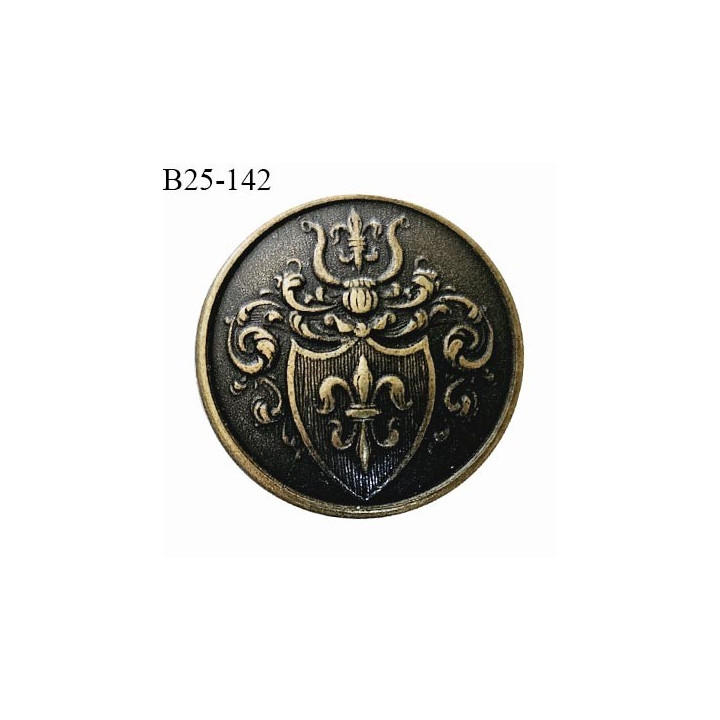 Bouton 25 mm métal avec motif armoireries couleur laiton diamètre 25 mm épaisseur 4 mm prix à la pièce