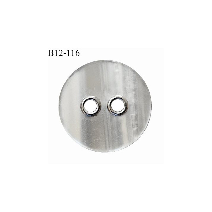 Bouton 12 mm couleur nacre 2 trous diamètre 12 mm épaisseur 3 mm prix au mètre