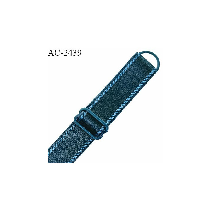 Bretelle lingerie SG 16 mm très haut de gamme couleur bleu cyprès avec 1 barrette et 1 anneau largeur 16 mm prix à l'unité