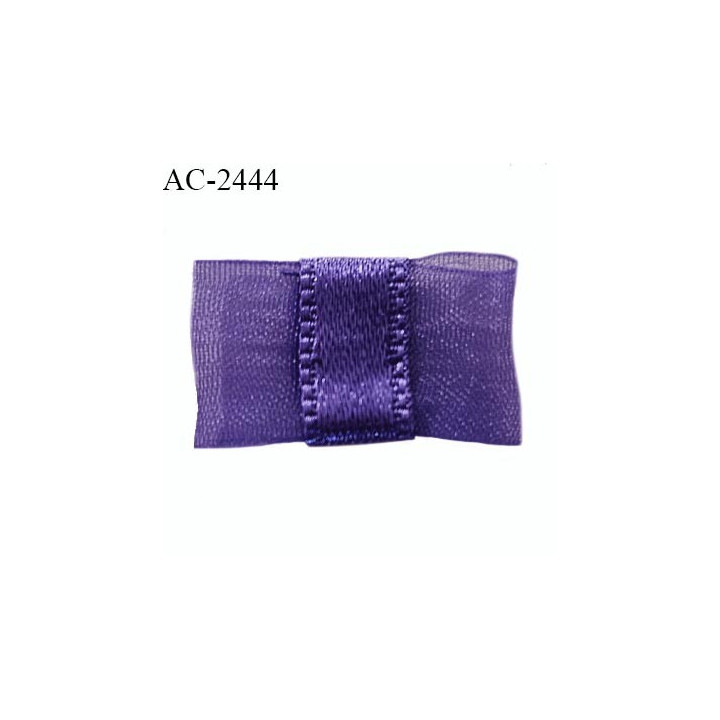 Noeud lingerie mousseline couleur violet haut de gamme largeur 20 mm hauteur 15 mm prix à l'unité