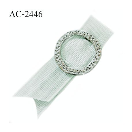 Noeud lingerie haut de gamme mousseline couleur vert amande avec anneau couleur argent prix à l'unité