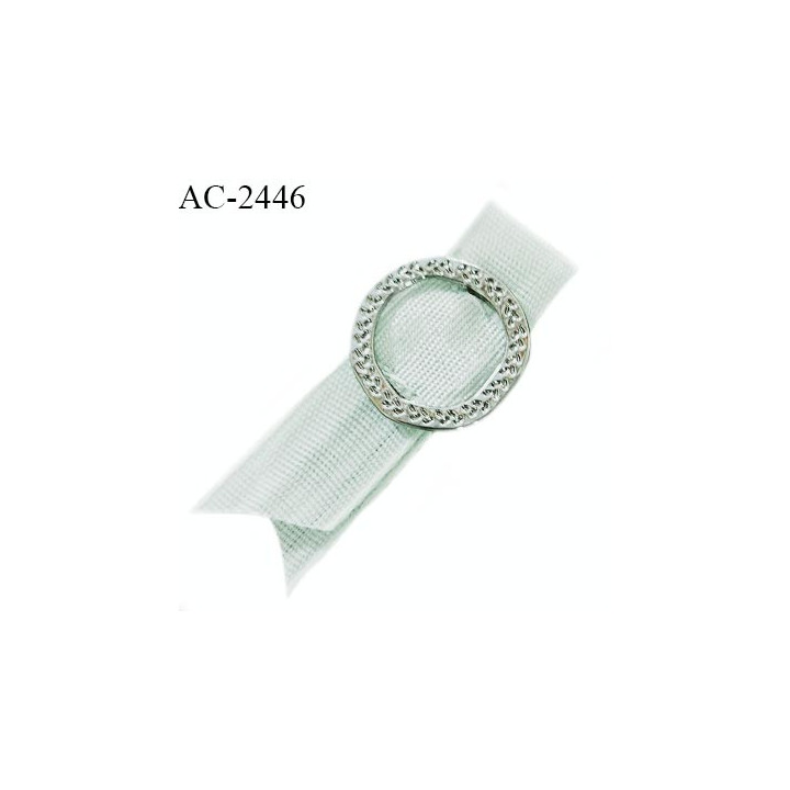 Noeud lingerie haut de gamme mousseline couleur vert amande avec anneau couleur argent prix à l'unité