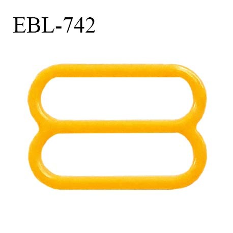 Réglette 17 mm de réglage de bretelle pour soutien gorge et maillot de bain en pvc jaune orangé largeur intérieure 17 mm