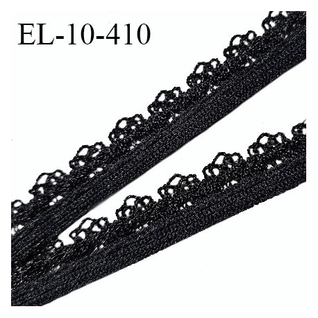 Elastique picot lingerie 10 mm haut de gamme couleur noir largeur 5 mm + 5 mm de picots dentelle