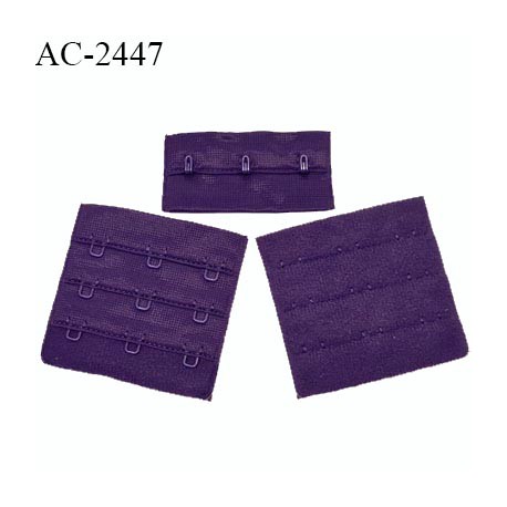 Agrafe 57 mm attache SG haut de gamme couleur violet foncé 3 rangées 3 crochets largeur 57 mm hauteur 57 mm prix à l'unité