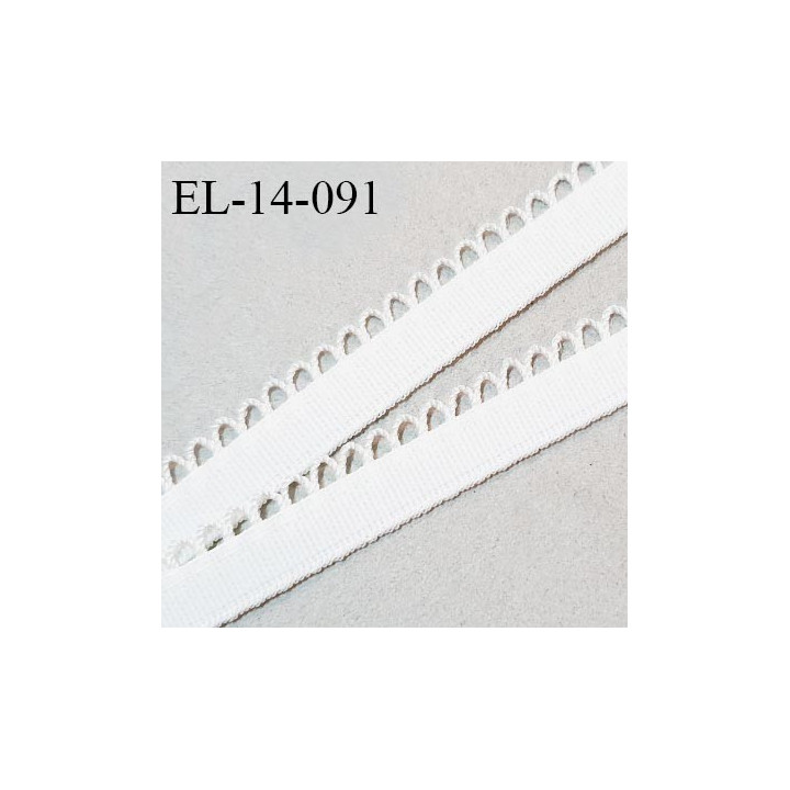 Elastique picot 14 mm couleur écru ou lys haut de gamme fabriqué en France largeur 14 mm allongement +140% prix au mètre