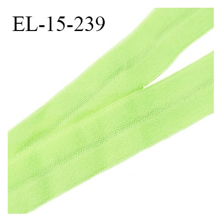 Elastique pré plié lingerie 15 mm haut de gamme couleur vert pomme fabriqué en France prix au mètre