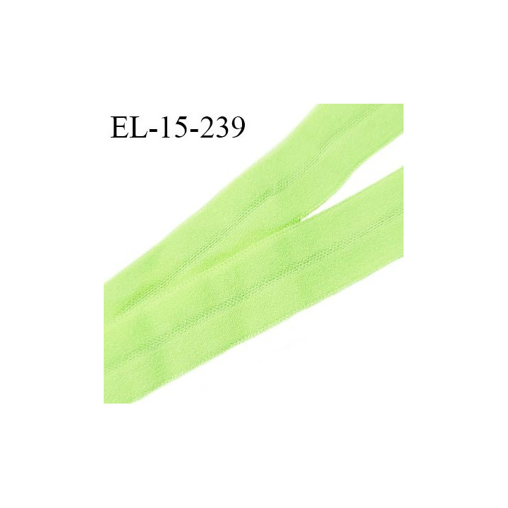 Elastique pré plié lingerie 15 mm haut de gamme couleur vert pomme fabriqué en France prix au mètre