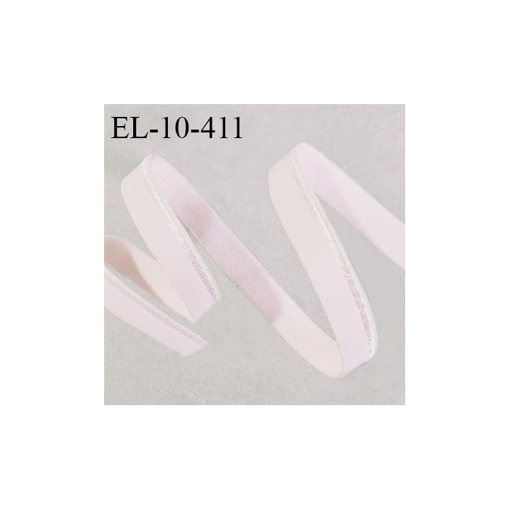 Elastique lingerie 10 mm haut de gamme couleur rose dragée avec liseré brillant largeur 10 mm allongement +140% prix au mètre