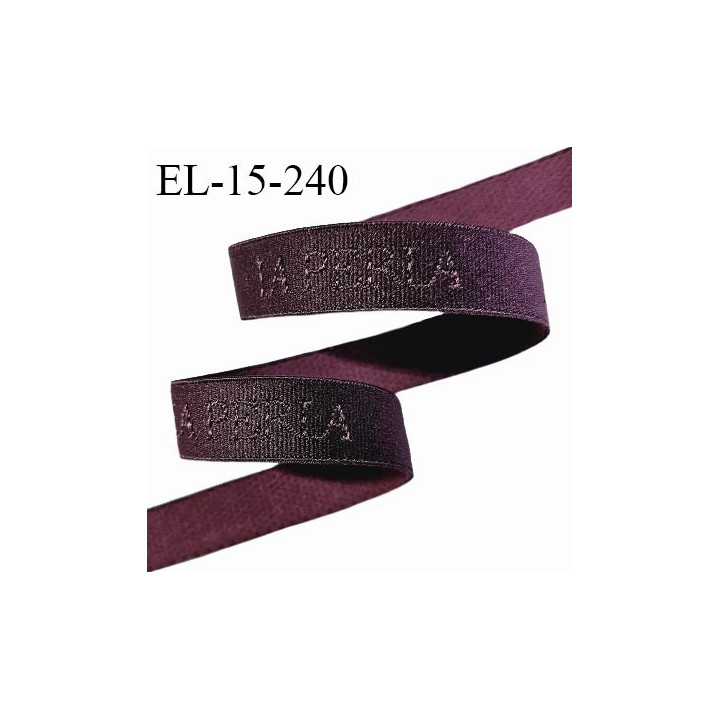 Elastique lingerie 15 mm haut de gamme couleur bordeaux foncé inscription La Perla largeur 15 mm prix au mètre